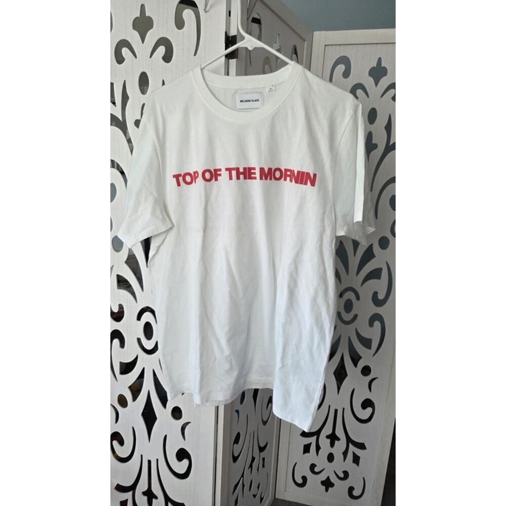 Melrose Place Top of the Morning Lets Get this Shit Graphic White Mens XL NWT